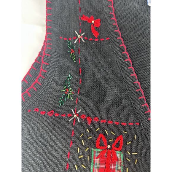 Vintage Ship 'N Shore Sport Christmas Tree Candy Canes Cardigan Sweater Size M - Picture 8 of 10